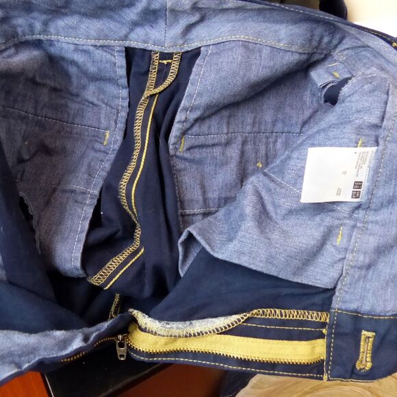 Uniqlo Pants Women 6 Navy Blue High-Waisted Wide Leg Relaxed Fit Chino Preppy - Picture 13 of 13